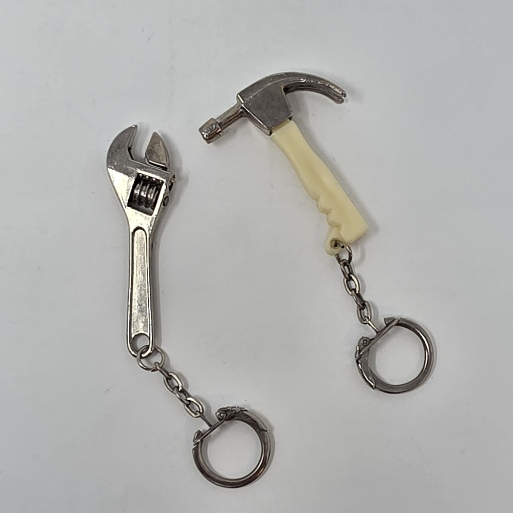 Vintage Handyman Miniature Working Tool Keychains Hammer & Wrench